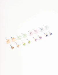 Gold Flower Stud Earring 8-Pack