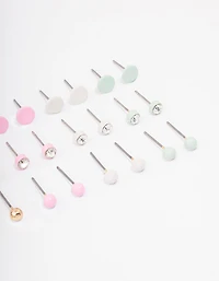 Pastel Basic Diamante Earring 12-Pack