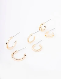 Gold Twisted Illusion Earring 3-Pack
