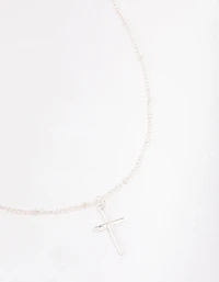 Silver Classic Cross Ball Chain Necklace