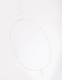 Silver Classic Cross Ball Chain Necklace