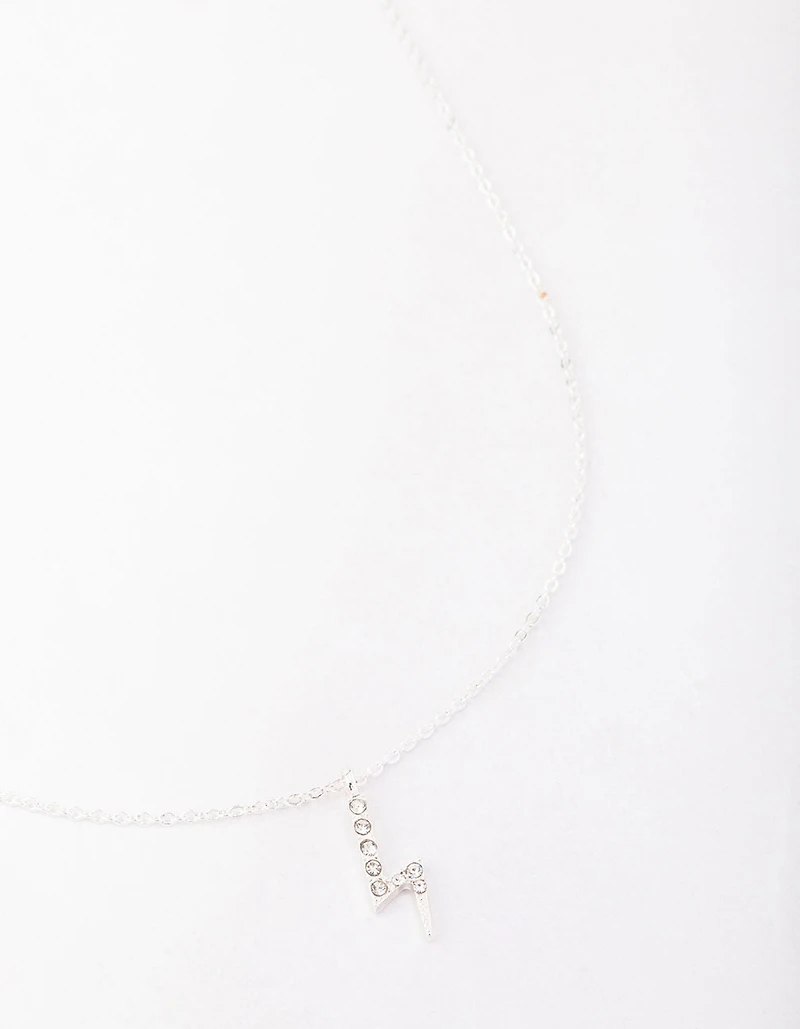 Silver Diamante Lightning Bolt Necklace