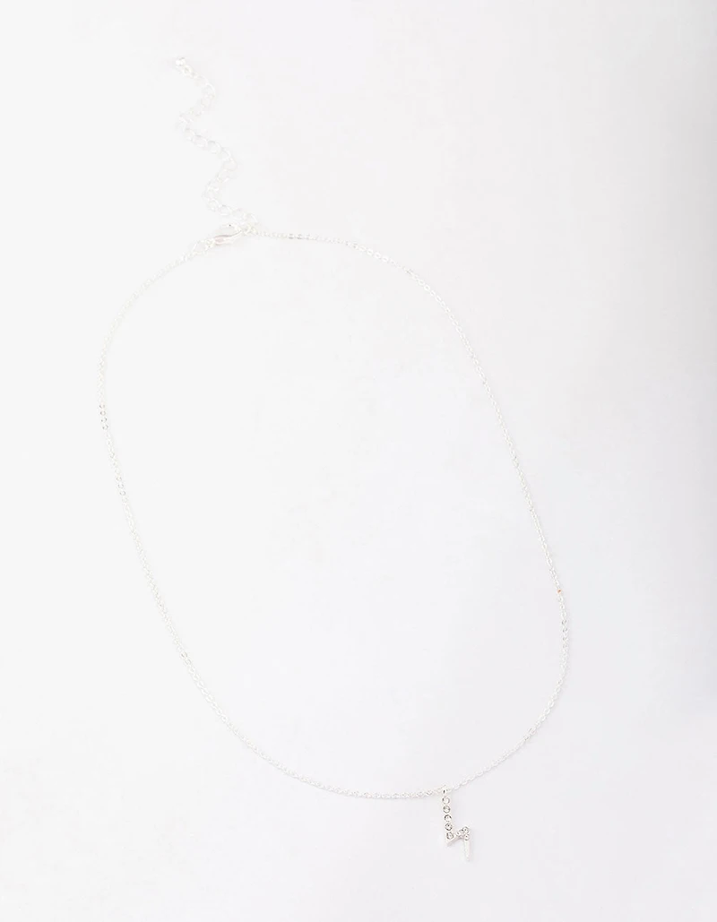 Silver Diamante Lightning Bolt Necklace