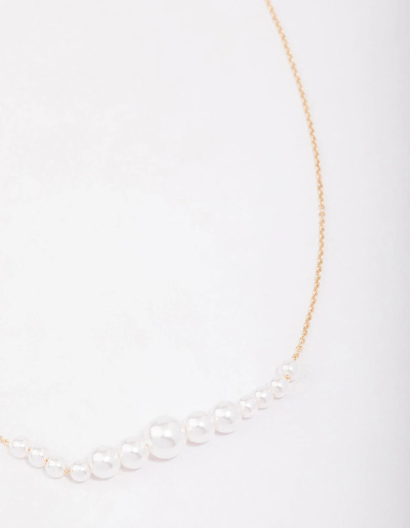 Gold Graduating Pearl Short Necklace