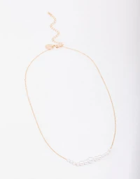 Gold Graduating Pearl Short Necklace