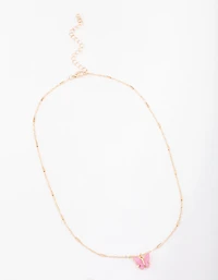 Gold Bar Chain Butterfly Short Necklace