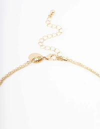 Gold Double Chain Flower Short Necklace