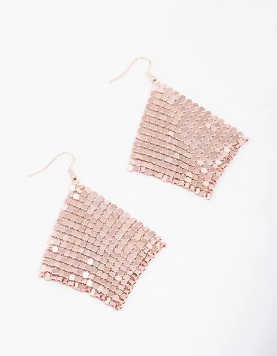 Boucles d’oreilles tombantes en cotte de mailles en Diamant en or rose