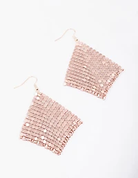 Boucles d’oreilles tombantes en cotte de mailles en Diamant en or rose