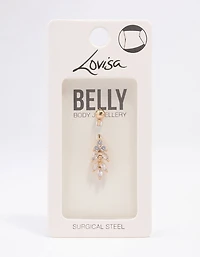 Gold Plated Surgical Steel Marquise Drop Belly Ring