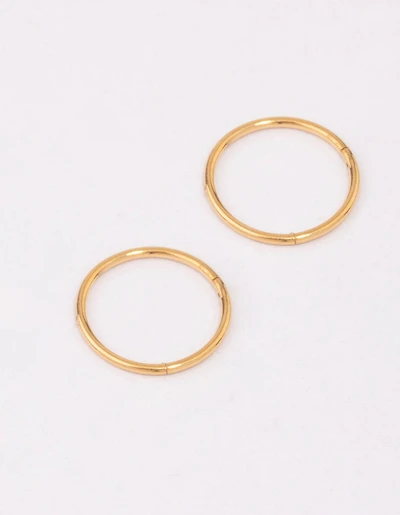 Gold Plated Titanium Fine Sleeper Earrings 8mm