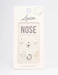 Surgical Steel Two-Toned Classic Mixed Nose Stud 6-Pack