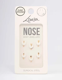 Gold Plated Surgical Steel Graduating Nose Stud 6-Pack