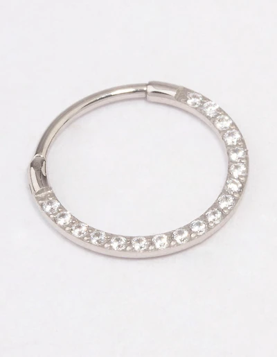 Surgical Steel Cubic Zirconia Clicker Ring
