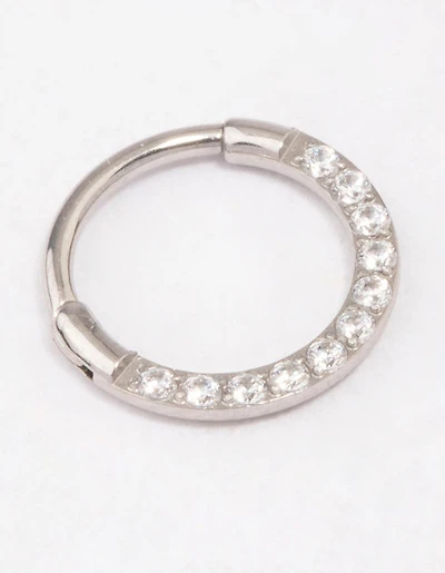 Surgical Steel Cubic Zirconia Clicker Earring 7mm
