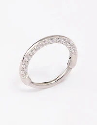 Surgical Steel Cubic Zirconia Clicker Earring 7mm