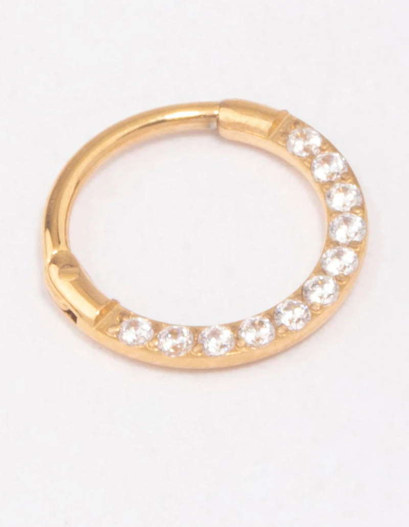 Gold Plated Cubic Zirconia Clicker Earrings 7mm