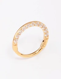 Gold Plated Cubic Zirconia Clicker Earrings 7mm