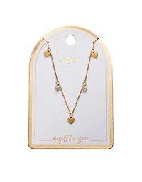 Waterproof Gold Plated Stainless Steel Diamante & Heart Necklace