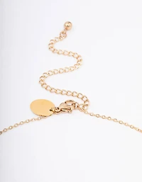 Waterproof Gold Plated Stainless Steel Diamante & Heart Necklace