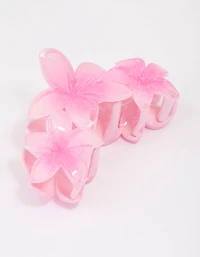 Pink Tropical Flower Trio Hair Claw Clip