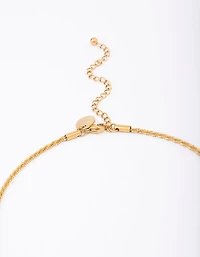 Waterproof Gold Plated Stainless Steel Diamond Cut Twisted Necklace