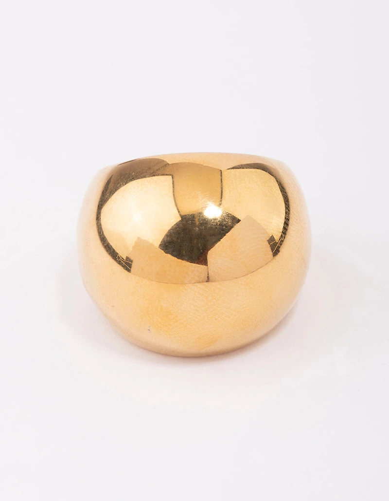 Waterproof Gold Plated Stainless Steel Large Bubble Ring