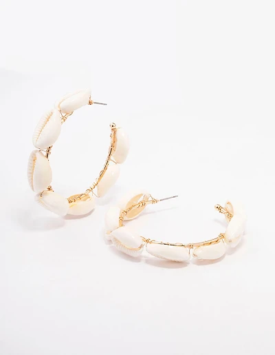 Genuine Shell Large Hoop Earrings