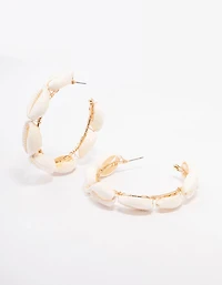 Genuine Shell Large Hoop Earrings
