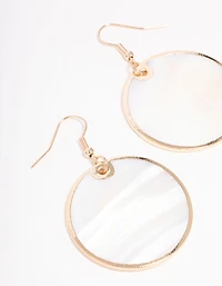 Gold Genuine Shell Disc Drop Earrings