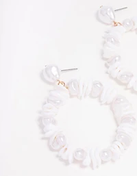 Gold Shell Pearl Open Drop Earrings