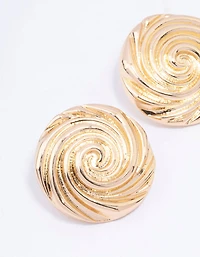 Gold Large Swirl Stud Earrings