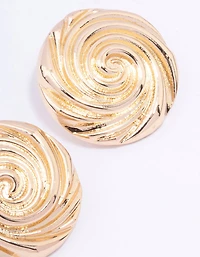 Gold Large Swirl Stud Earrings