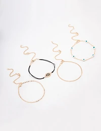 Gold Evil Eye Bracelet & Anklet 4-Pack