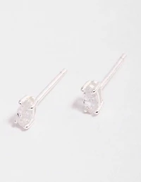 Sterling Silver Cubic Zirconia Marquise Stud Earrings