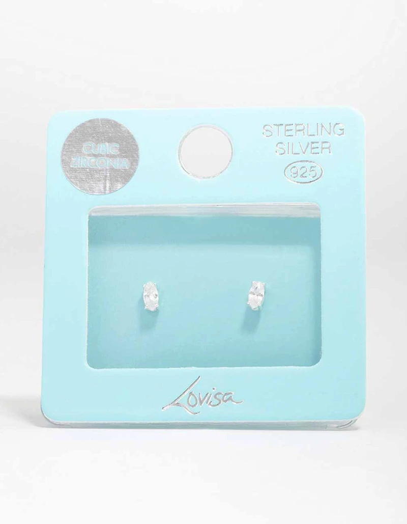 Sterling Silver Cubic Zirconia Marquise Stud Earrings