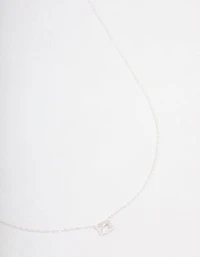Sterling Silver Cubic Zirconia Emerald Cut Necklace