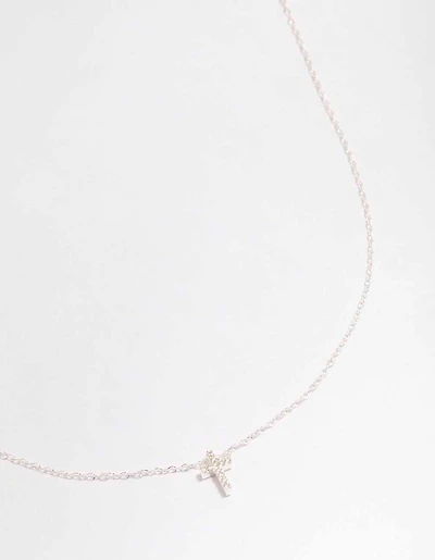 Sterling Silver Cubic Zirconia Cross Pendant Necklace