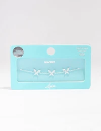 Sterling Silver Cubic Zirconia Triangular Butterfly Bracelet