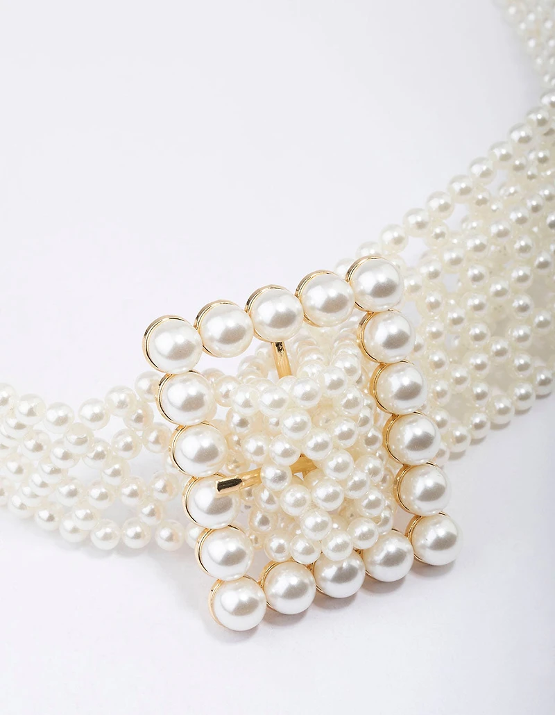Ceinture de perles rectangulaire dorée