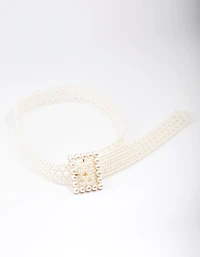 Ceinture de perles rectangulaire dorée