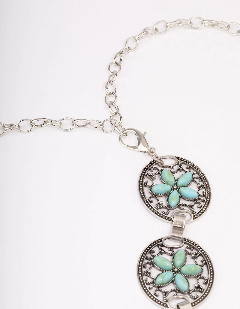 Silver Floral Ornate Boho Belt