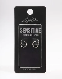 Surgical Steel Hexagon Sleeper Hoop Earrings 8mm