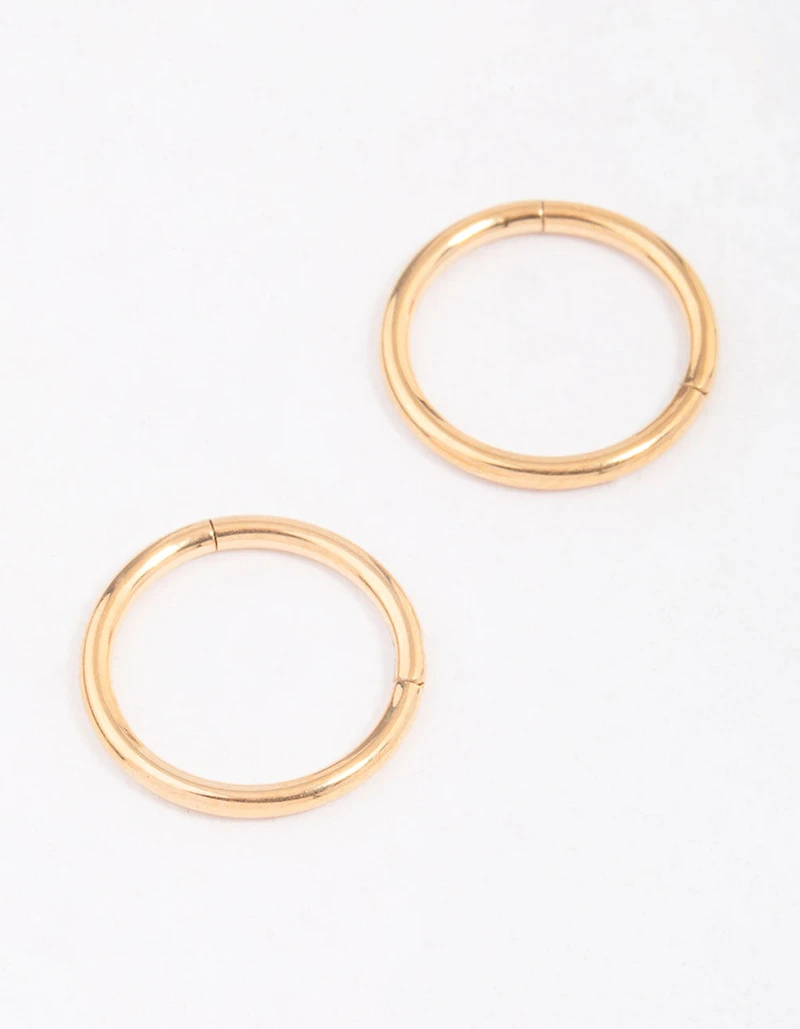Gold Plated Surgical Steel Sleeper Hoop Earrings 10mm