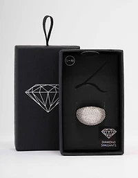 Silver Cubic Zirconia Pave Dome Ring