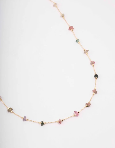 Gold Plated Semi Precious Station Necklace