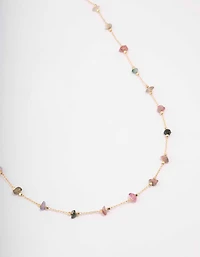 Gold Plated Semi Precious Station Necklace