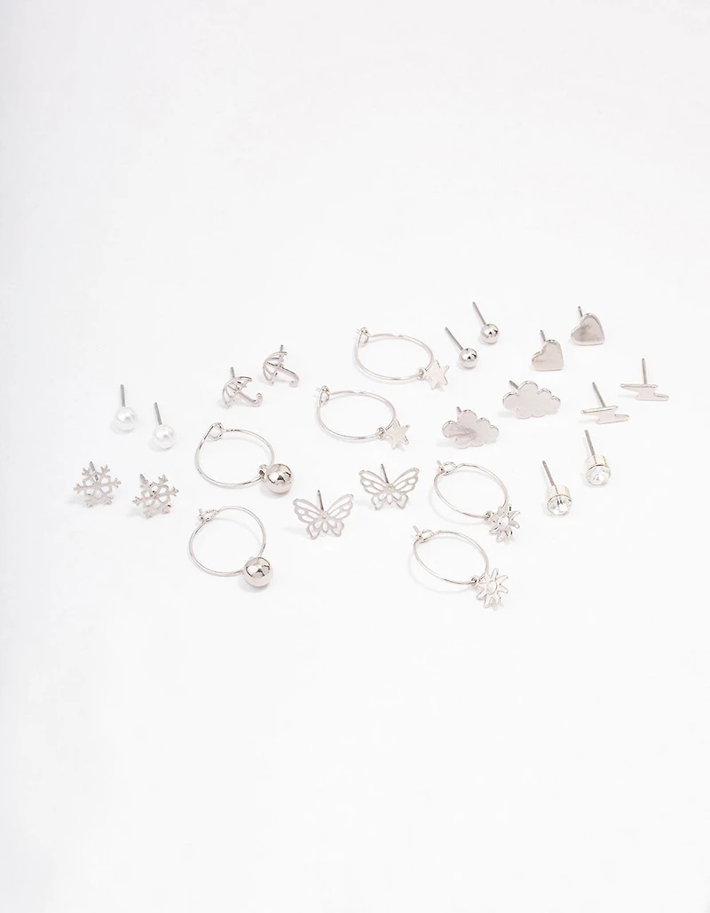 Silver Cloud & Snowflake Earring 12-Pack