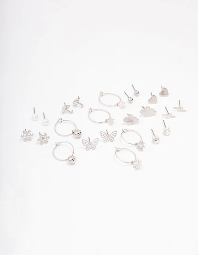 Silver Cloud & Snowflake Earring 12-Pack