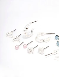 Silver Star & Heart Earring 8-Pack